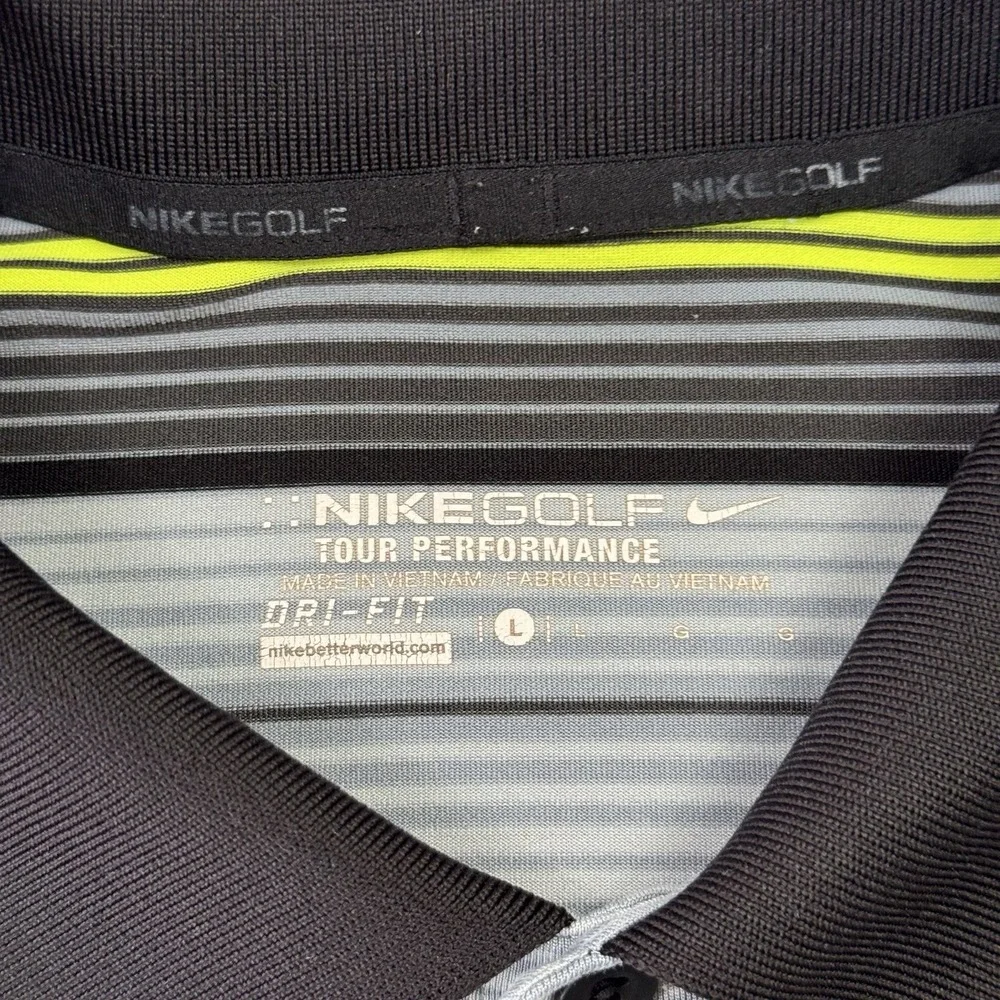 Nike Tour Men's Polo Shirt Calusa Pines Golf Club Striped Multicolor‎ Large